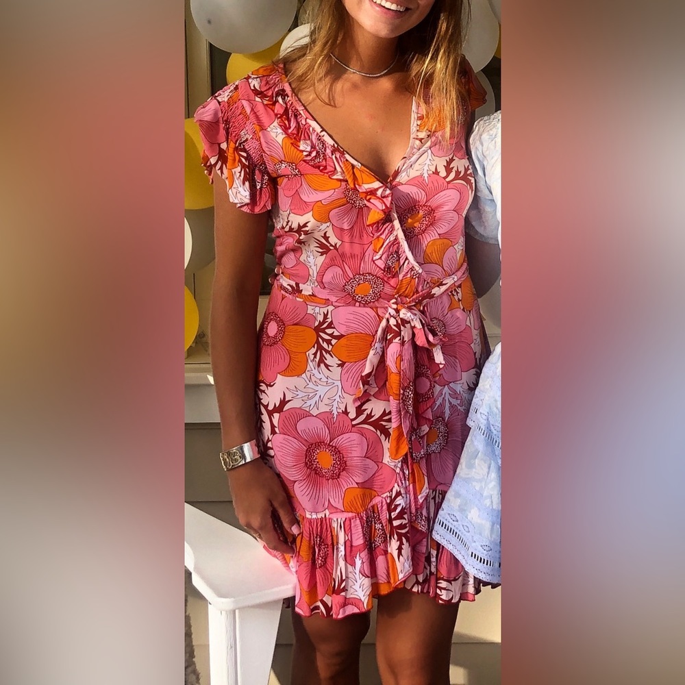 Feather and Find pink wrap dress